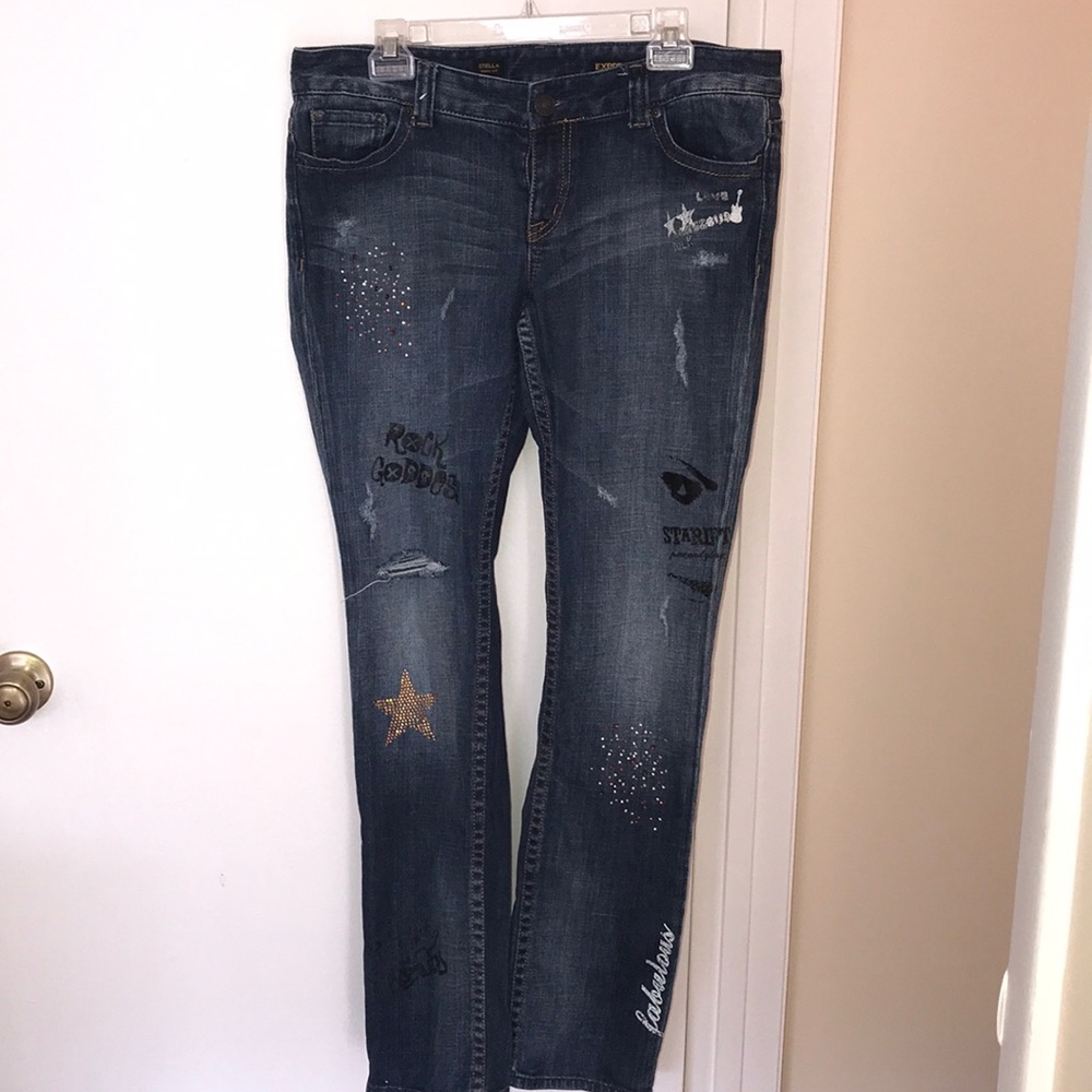 Express Stella skinny leg distressed jeans